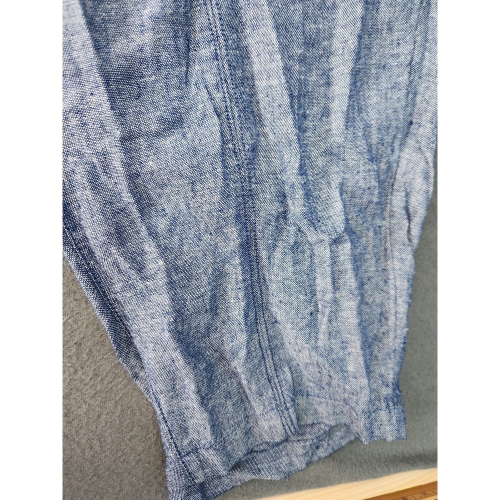 NWT Old Navy Womens Sz 4X Chambray Blue Linen Blend High Rise Crop Pants Pull On - Picture 6 of 15